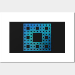 sierpinski squares - blue Posters and Art